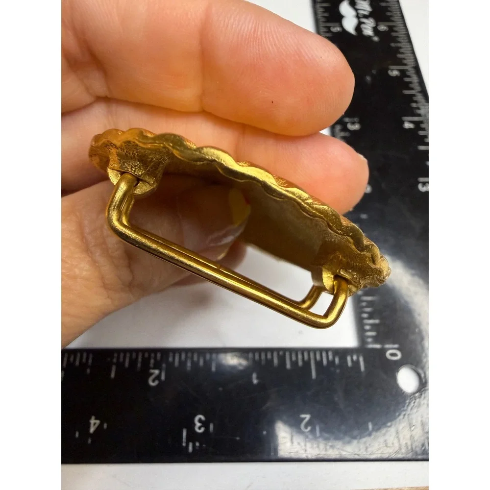 Gold Tone Seashell Belt Buckle Nautical Scallop Shell Statement Accessory